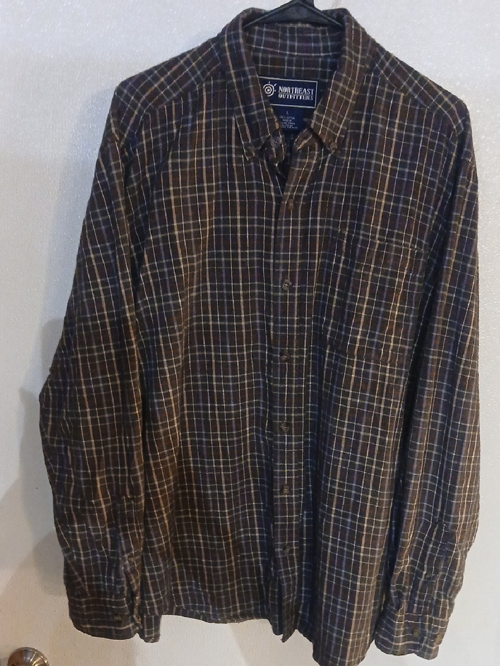 NORTHEAST OUTFITTERS Men's Brown Plaid Casual Button-Down Shirt